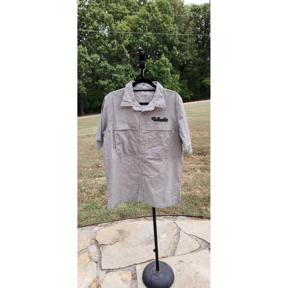 GameGuard Bass Cat Boats Fishing Shirt Mens M Brown Micro Check Vented UPF 30+
